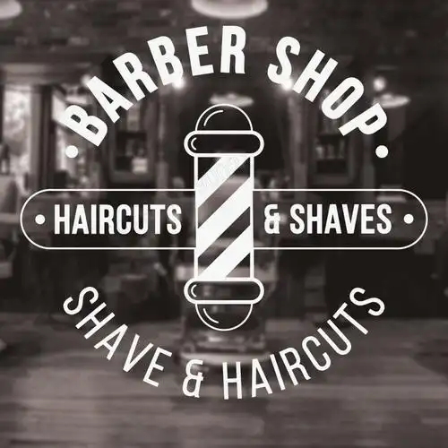 barber shop 标志理发店logo 窗户玻璃贴纸理发剪发墙贴可移除