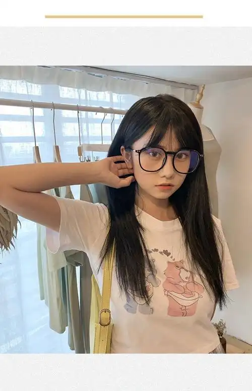 黑框眼镜女素颜大脸显瘦九分裤底带蕾丝韩版大框圆脸辐射眼镜有度数护