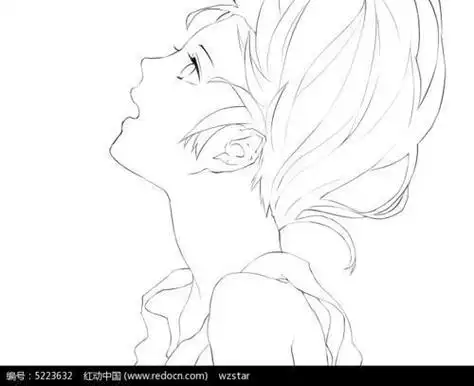 卡通仰头看天空简笔画女孩仰头侧脸简笔画时装设计女孩版简笔画小姑娘