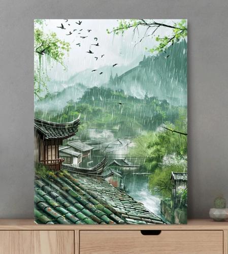 烟雨江南 数字油画diy自然风景高级感治愈手工挂画填色摆件装饰画