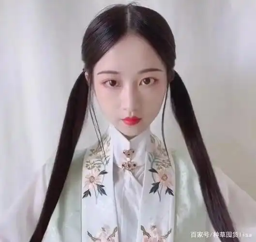 将左右两边头发,分成平均的等分,各扎中马尾. step3