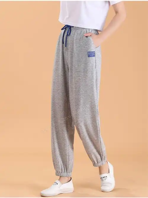 琢蔲3616春夏新款休闲裤女式运动裤夏季薄款束脚裤灯笼裤时尚女装中