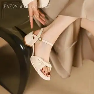 tataglare她他tata女鞋法式一字带凉鞋女夏季配裙子软底高跟鞋女士外