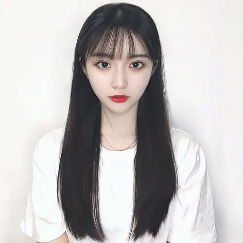 假发女长发网红空气刘海黑长直发逼真自然全头套中长发新式假发套