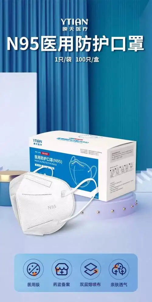 医用防护n95口罩3d五层独立包装医护一次性n95口罩 医用n95白色25片1