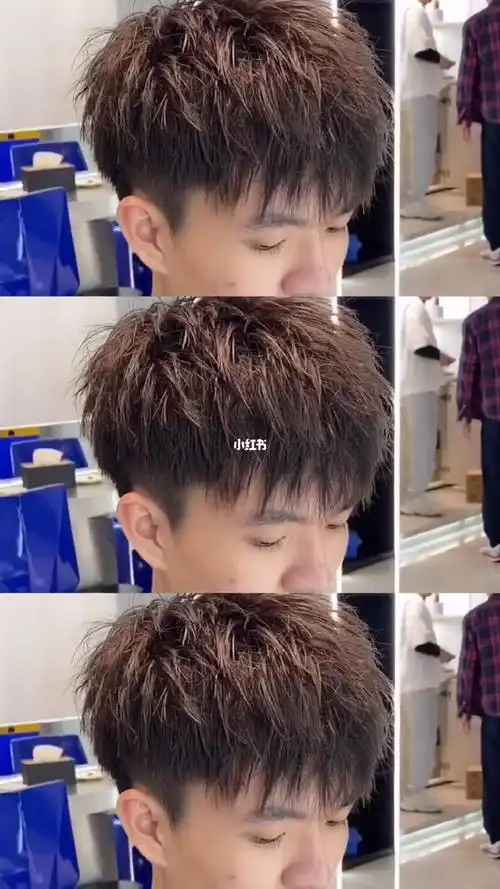 摩根碎盖棕咖色男士发型男生烫发