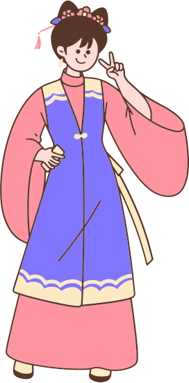 古风潮流人物平面插画-比耶女孩