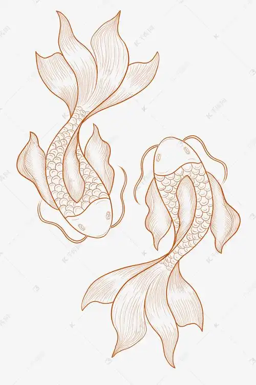 手绘线描国潮锦鲤