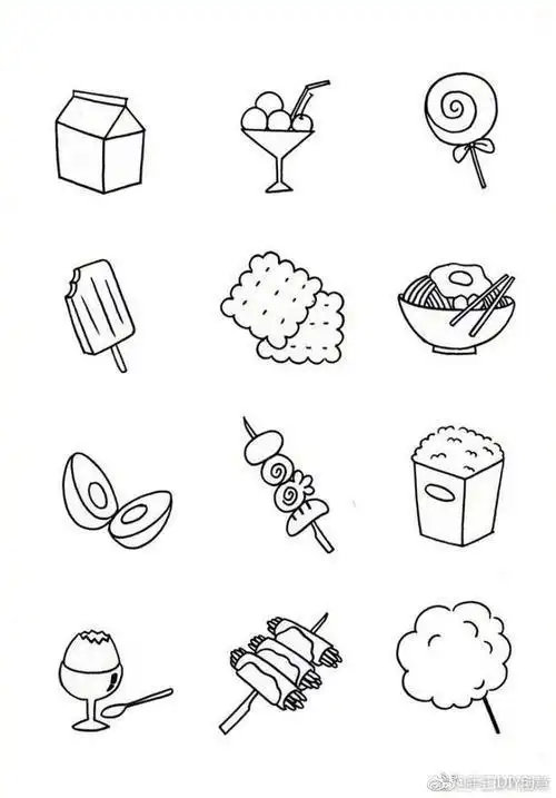 零食简笔画手绘风格简笔画食物鸡肉简笔画图片食物图画图简笔画片教程