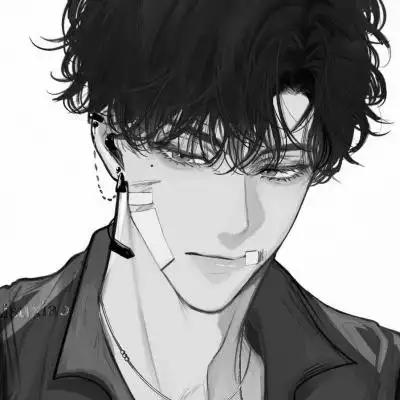 帅气动漫男生头像黑白图片