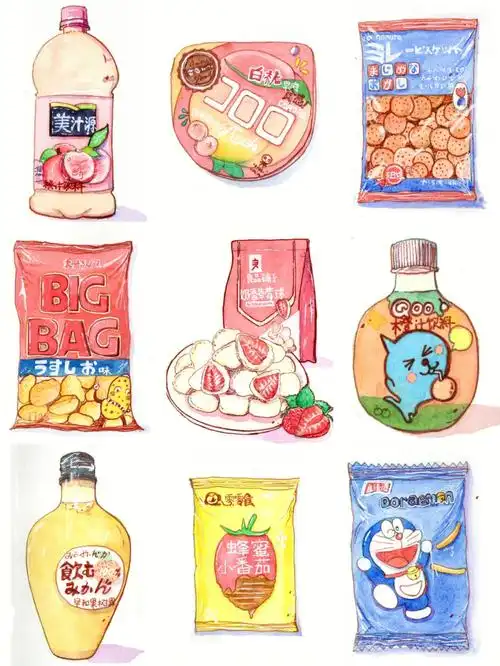 钢笔淡彩写生零食0基础都能画内附线稿