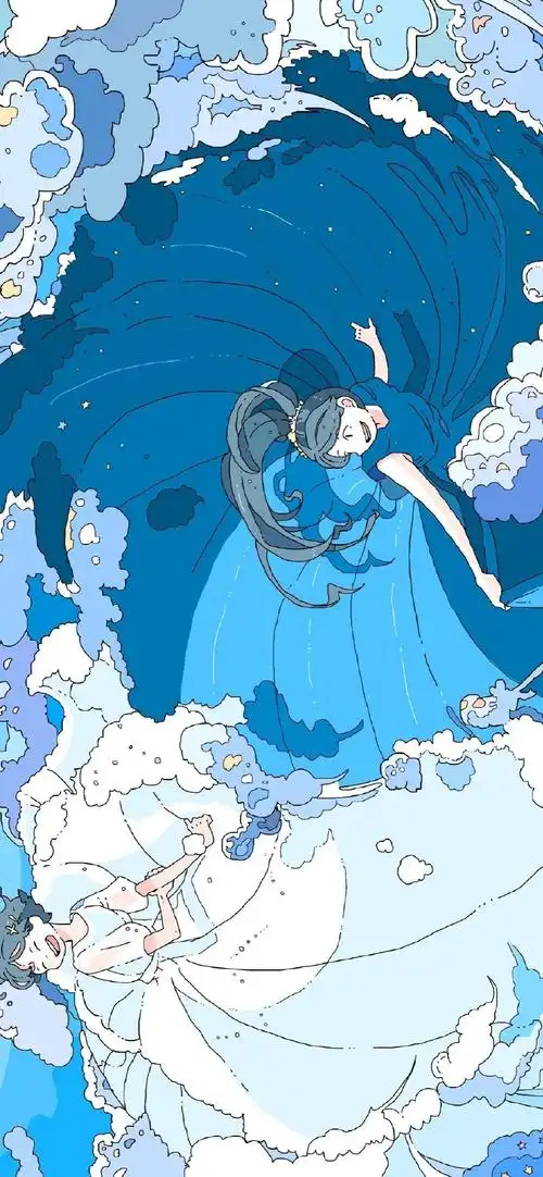 手机壁纸‖蓝色系05动漫 插画⑥_手机壁纸_动漫卡通手机壁纸_我要