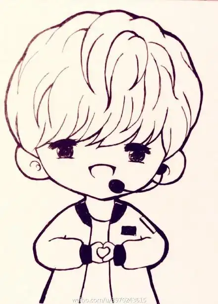 q版人物简笔画动漫手绘鹿晗