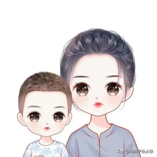 一家三口四口全家福手绘微信头像可爱又温馨