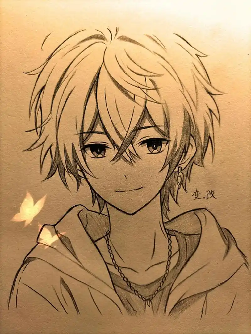 过程图教你画男生.哇这个嘴巴我画了不下十遍,还好,这个纸很厚 - 抖音