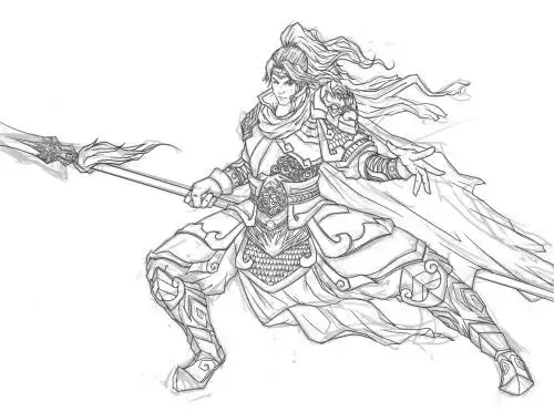 手背着的赵子龙简笔画