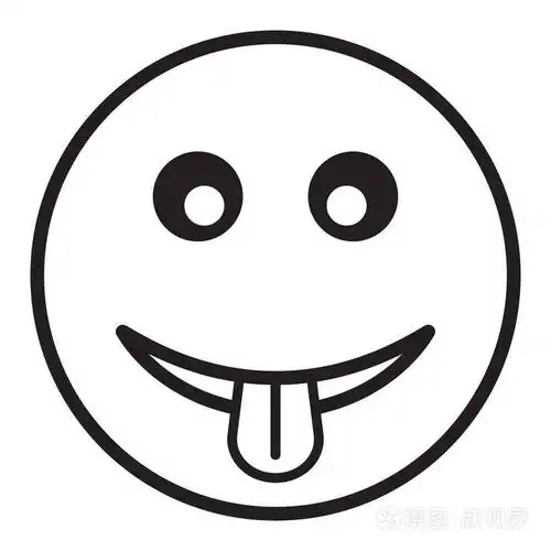 滑稽的微笑图标在时髦平面样式, 图释显示舌头图标插画-正版商用图片0