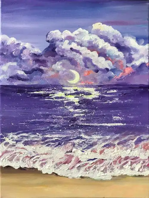 颜料画简单图画风景画颜料画初学者风景