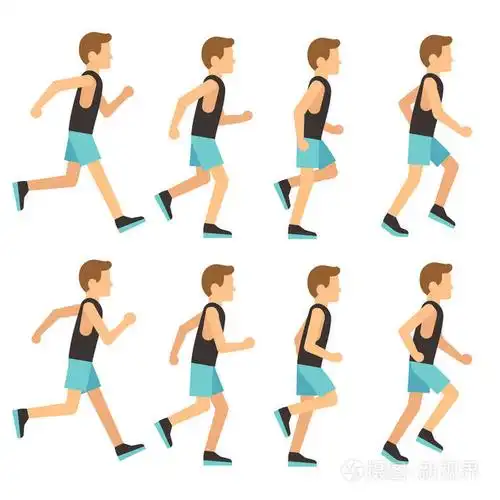 跑步运动员在运动服动画框架雪碧序列矢量插图.