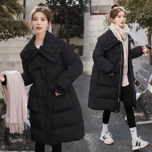 潮流格调个性冬装大翻领搭配盘扣门禁羽绒服新品2023新款