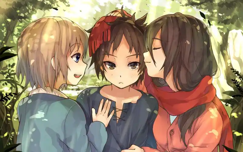 q版进击的巨人三人组,动漫人物-回车桌面