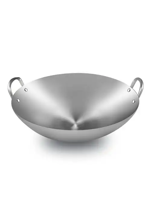 不锈钢炒锅不粘锅双耳加厚饭店涂层燃气灶适用家用炒锅