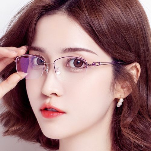 近视眼镜女大脸超轻防蓝光近视眼镜女变色防辐射优雅半框高度数潮