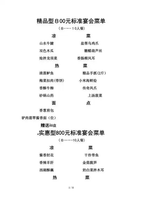 星级酒店宴会菜单_第1页