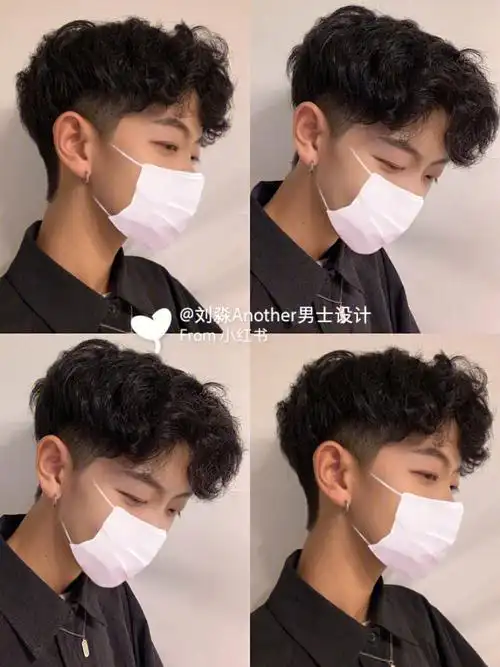 男生韩式中分气垫烫发型男生微卷发78