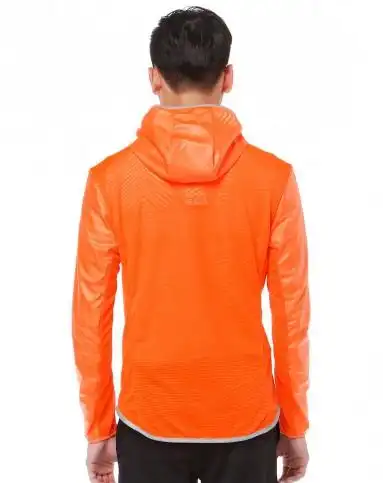防风透气 男款荧光橙色长袖连帽风衣 跑步系列