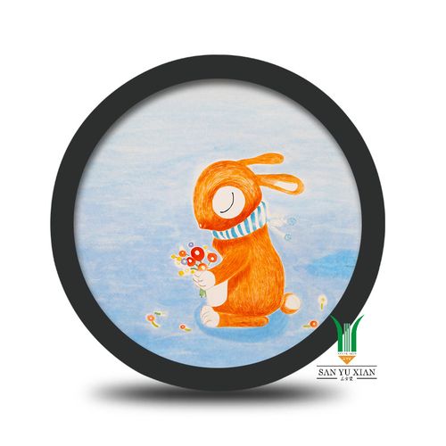 简约圆形卡纸相框儿童素描水粉画美术作品创意圆心相框