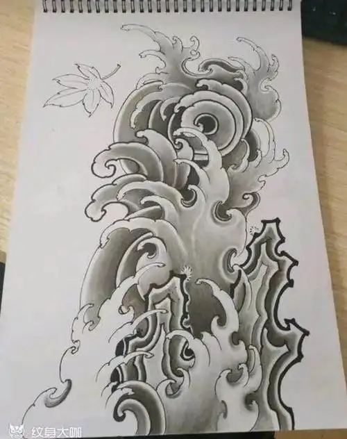 水浪纹身手稿图案分享推荐