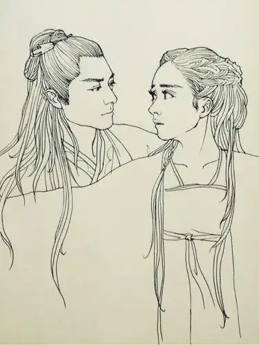 求一张手绘花千骨的画