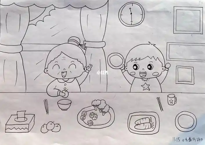 幼儿吃饭简笔画画