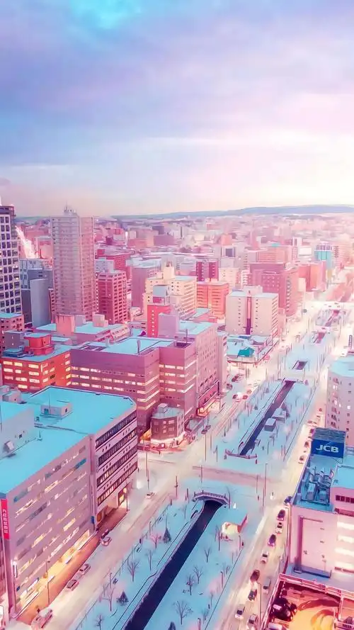 城市风景壁纸粉色系