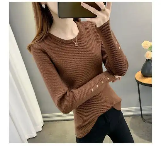 毛衣女2024新款高档纯色长袖针织衫潮洋气内搭白色打底衫韩版套头