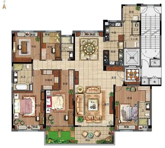 利辛碧桂园四居及以上270.00平米户型图_yj260云墅6室2厅-新安房产网