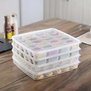 冷冻饺子收纳盒24分格冰箱家用用食品级塑料托盘带盖可叠加馄饨盒