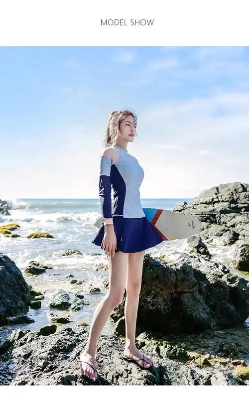 运动款游泳衣女两件套长袖遮肚显瘦分体平角保守温泉泳装女士泳衣