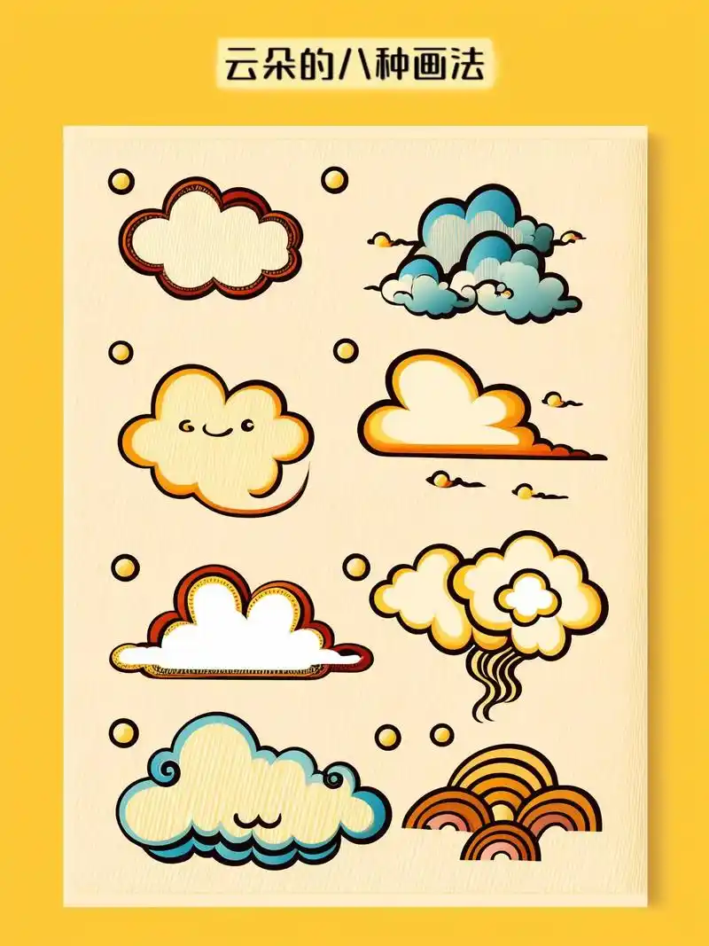 亲们,今天给大家分享一下云朵的八种超简单画法7815.