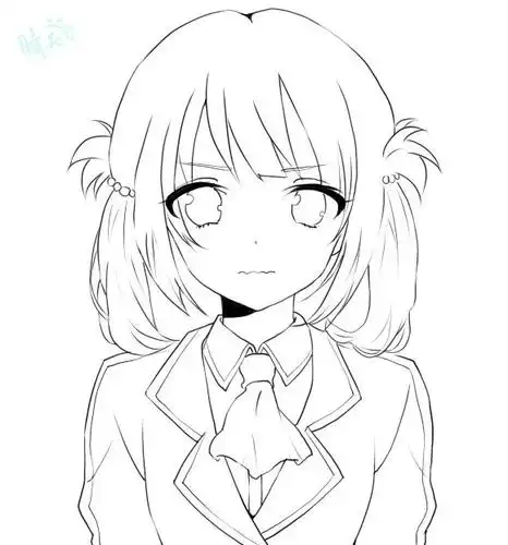 黑白线稿动漫人物线稿素材