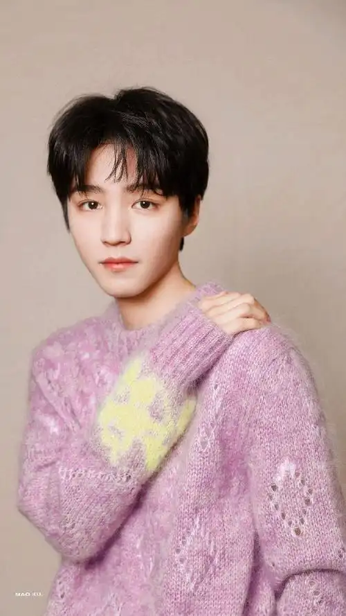 王俊凯粉紫色毛衣