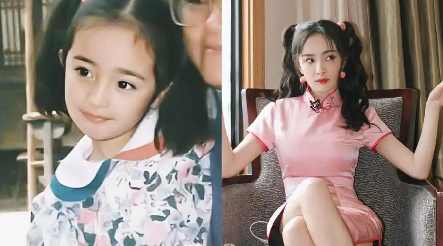 小时候的杨幂好可爱,从小美到大!
