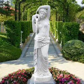 大理石欧式人物雕像抗罐女落地喷泉流水石雕摆件别墅景观雕塑定制