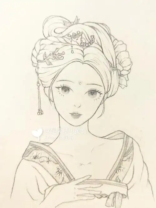 古风人物线稿含超详细过程图