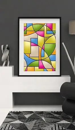几何线条轻奢彩色玻璃彩色生活装饰画简约装饰画