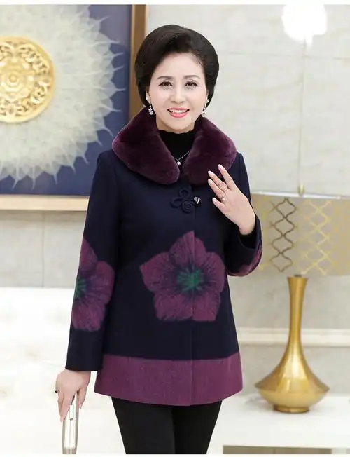 中老年女装秋装毛呢外套50-60岁冬装妈妈老年人秋装女奶奶装外套