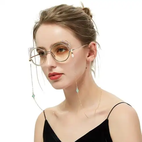 眼镜链条14k包金掉色叶草小香链子眼镜链