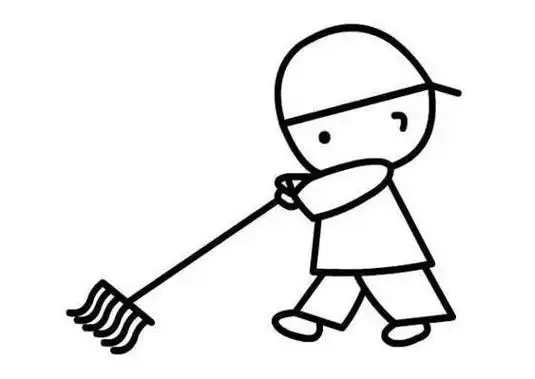 冬天扫地人简笔画