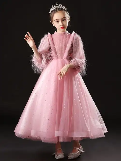 女童公主裙蓬蓬婚纱小孩花童晚礼服儿童钢琴演出服高端定制春秋